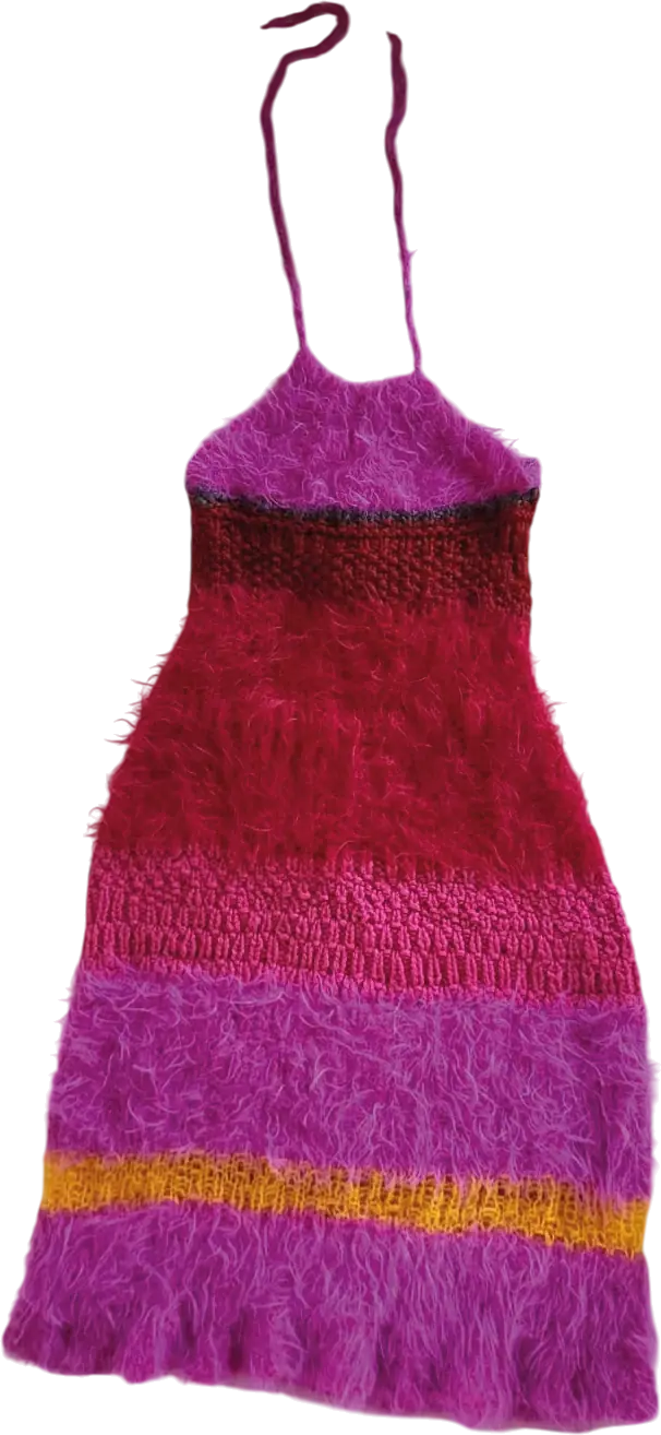 Gestricktes Trägerkleid in Violett und Pink
